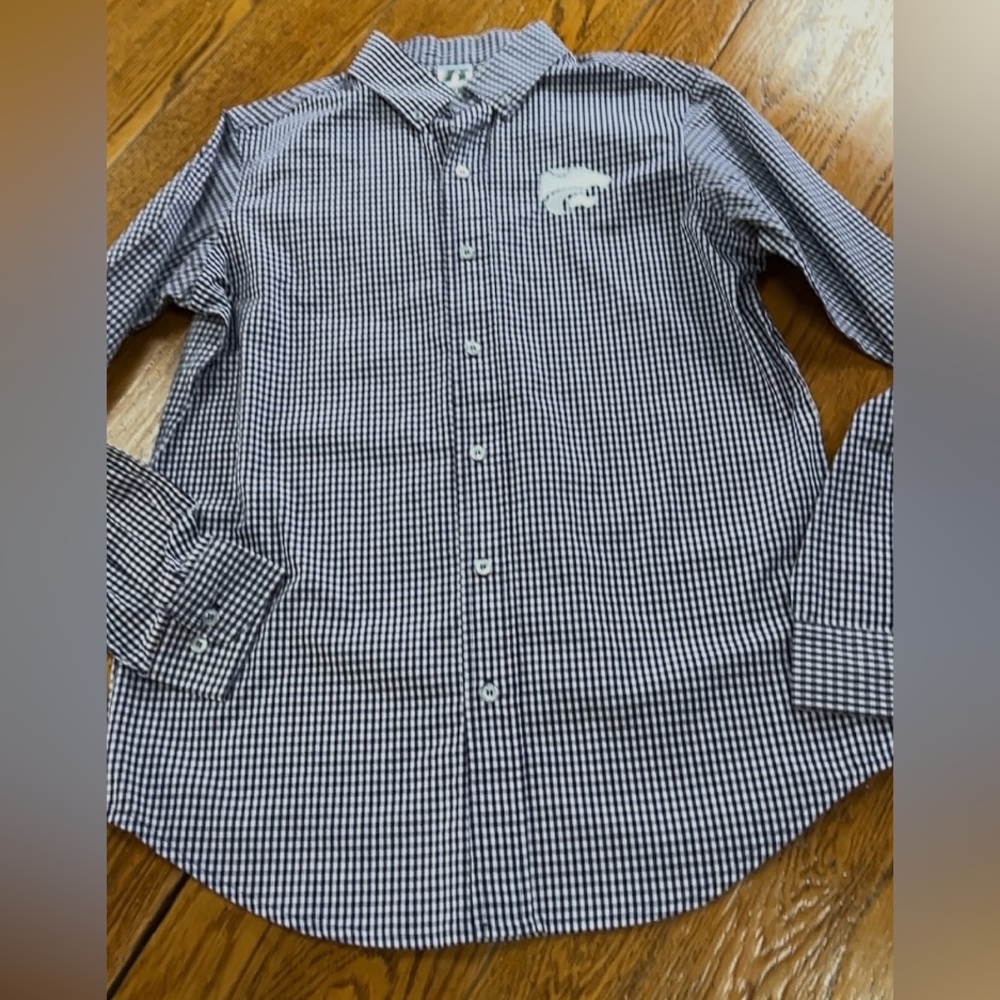 Russell K-State Wildcats Antigua men’s gingham shirt.  Size Medium